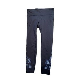 GAP Fit Navy Blue Floral Design 7/8 Athletic Leggings Size Medium